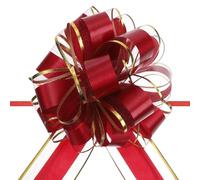 Unifizz 10pcs 6 Inch Burgundy Red Pull Bows with Gold Edge Ribbon Large Gift Bows for Valentine's Day Xmas Holiday Decoration Baskets Gift Wrapping