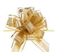 Unifizz 10pcs 7 Inch Champagne Gold Pull Bows Large Striped Gift Bows for Wedding Baskets Presents Christmas Party Decoration