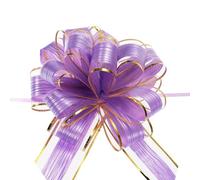 Unifizz 10pcs 7 Inch Lavender Purple Pull Bows Large Striped Gift Bows for Wedding Baskets Presents Christmas Party Decoration