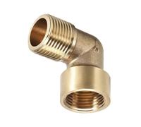 Unifizz 1Pcs Brass Pipe Fitting 90 Degree Elbow - 3/8 BSPP Male to 3/8 BSPP Female, Leak-Proof Threaded Connector for Plumbing & HVAC