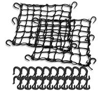Unifizz 2 Pack 15"X15" Motorcycle Cargo Net Stretches to 30"x30",2"x2" Bungee Cargo Net with 20 Hooks,Cargo Nets for Motorcycle Luggage Bike Basket,Luggage Rack ATV Rack Snowmobile Cargo Helmet Net