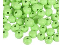 Unifizz 200Pcs 10mm Colourful Natural Wood Beads, Large Hole Round Spacer Beads for DIY Crafting, Jewellery Making, Bracelets, Garlands, Home Décor and Festival Decorations(Light Green)