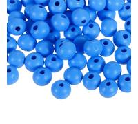 Unifizz 200Pcs 6mm Colourful Natural Wood Beads, Large Hole Round Spacer Beads for DIY Crafting, Jewellery Making, Bracelets, Garlands, Home Décor and Festival Decorations(Blue)