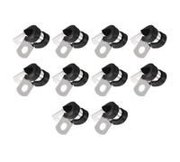 Unifizz 20Pcs 1/4 Inch(6mm) Cable Clamp, Rubber Cushioned Insulated Clamp 304 Stainless Steel R Shape Bracket Metal Hose Clamp Tube Holder for Pipe Wire Tube