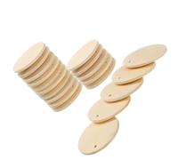 Unifizz 20Pcs 35mm Unfinished Wooden Round Blank Discs Small Wood Circle with Holes Natural Wooden Pendants Pieces Tokens for DIY Crafts, Jewellery Making, Gift Tags and Ornaments