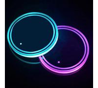Unifizz 2pcs LED Car Coasterss with 7 Colors Luminescent Light Cup Pad USB Charging Cup Mat Cup Holder Lights for Drink Coaster Accessories Interior Decoration
