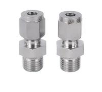 Unifizz 304 Stainless Steel Compression Tube Fittings,Tube OD 8mm, Thread OD 3/8 Inch Straight-Through Quick Connector SSKTPC8-03, Silver 2pcs