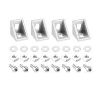 Unifizz 4 Sets T Slot Aluminium Extrusion Corner Brackets, 20x20x17mm Angle Connector with Nuts, Hex Socket Bolts and Washers for 2020 Series Aluminum Profile Silver