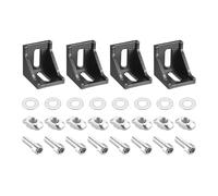 Unifizz 4 Sets T Slot Aluminium Extrusion Corner Brackets, 40x40x35mm Angle Connector with Nuts, Hex Socket Bolts and Washers for 4040 Series Aluminum Profile Black