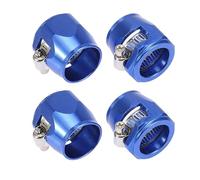 Unifizz 4PCS AN12 Hex Car Hose Finisher Flexible Rubber Pipe Clamp for Automotive Motorcycles Oil Fuel Water Tube Blue with Screw Band Adapter Fitting