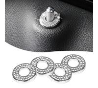 Unifizz 4PCS Car Bling Inner Door Lock Covers Rhinestones Pull Rod Bolt Decoration Stickers Auto Universal Sparkly Door Bolt Cap fit for Mercedes-Benz A/B/C/D/E Class (White)