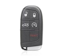 Unifizz 5 Buttons Replacement Keyless Entry Remote Car Key Fob Black for Chrysler 200 300 for Dodge- Charger Challenger Dart Limited M3N40821302 433MHz 46 Chip with Door Key