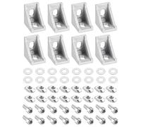 Unifizz 8 Sets T Slot Aluminium Extrusion Corner Brackets, 28x28x20mm Angle Connector with Nuts, Hex Socket Bolts and Washers for 2028 Series Aluminum Profile Silver