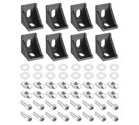 Unifizz 8 Sets T Slot Aluminium Extrusion Corner Brackets, 35x35x29mm Angle Connector with Nuts, Hex Socket Bolts and Washers for 3030 Series Aluminum Profile Black
