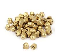 Unifizz Acorn Hex Cap Nuts,50Pcs M4 Dome Nuts Brass Hexagon Decorative Cap Nut for Screws Bolts Brass Tone