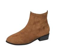 Unifizz Ankle Booties for Women,Women's Casual Dress Low Heeled Booties. Fashion Thick Heel Design Shoes (Brown, Size 6)