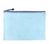 Unifizz B8 Plastic Wallets Folder, Zip Lock Bags Waterproof Clear Mesh Zipper Pouch Document Bag Office School Storage Pouches for Business Receipts Organization, 13 x 10cm, Blue, 1pcs