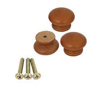 Unifizz Cabinet Drawer 35mmx24mm Single Hole Wooden Pull Knobs Handles for Dresser Drawer Wardrobe, Brown 3pcs