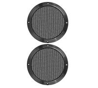 Unifizz Car 2pcs 6.5 Inch Metal Glossy Audio Speaker Cover Mesh Subwoofer Grill Horn Guard Decorative Circle Grille Protector Black