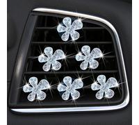 Unifizz Cute Daisy Car Air Fresheners Vents Clips Bling Flower Air Vent Clips - Car Diffuser Rhinestone Car Interior Decoration - Diamond Car Decor Bling Car Accessories for Women Girls