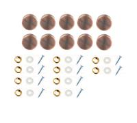 Unifizz Mirror Screws, 10mm Copper Mirror Nails with Decorative Caps, Brass Mirror Covers Hardware and Rubber Washer for Bathroom Wardrobes Mirror Panels Table, Red Bronze, 10pcs