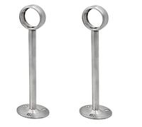 Unifizz Stainless Steel Curtain Rod Bracket 25mm Inner Diameter 150mm Length Ceiling Mount Rod Holder Closet Rod End Support Holder Pipe Flange Socket All Passed Round Base Supports Socket Silver,2PCS