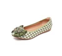 Unifizz Women Ballet Flats Rhinestone Wedding Ballerina Bow Shoes Comfort Slip on Flat Shoes(Green,7)