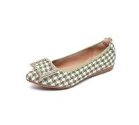 Unifizz Women’s Pointed Toe Flats Shoes Ballet Flats Dressy Comfortable Buckle Flats for Women(Light Green,6)