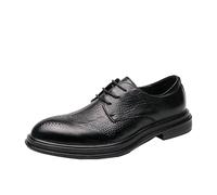 Uniform Men's Dress Formal Shoes Spanish Leather Lace-up Round Toe Non Slip Low Top Block Heel Anti-Slip Party(Negro,6 UK)