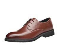Uniform Men's Oxford Dress Shoes French Leather Lace Up Round Toe Working Low Top Shoe(Marrone,7.5 UK)