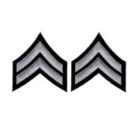 Uniform Patches- Medium Gray Chevron Patches on Black Backing for Law Enforcement, Sheriff, Police, Security - 3-inch Wide - Corporal Stripes - Police Patch Corporal Chevron (Cpl Patch) (Pair)