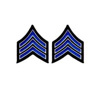 Uniform Patches-Royal Blue/White Chevron Patches on Black Backing for Law Enforcement, Sheriff, Police, Security - 3-inch Wide - Sergeant Stripes - Police Patch Sergeant Chevron (SGT Patch) (Pair)