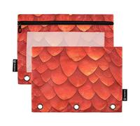 Uniform Red Dragon - Scale Pattern Rings Binder Pockets Plastic Pencil Case for Three Rings Binder Pockets with Zipper for Office Office Document Organizer