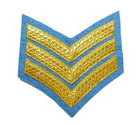Uniform Store London Chevron Sergeant Stripes Gold on Sky Blue 100mm Wide 3 Bars R1023