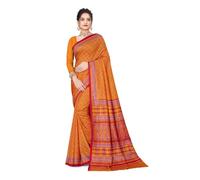UNIFORM UNICORN Women's Multicolor Malgudi Art Silk Uniform Saree with Blouse Piece (2601-2620_UU), Orange, One Size