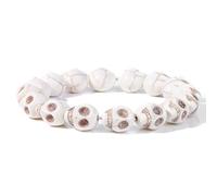 UNIFORUI Anxiety Bracelet for Women,Natural Gemstone Skull Beads Bracelet White Skull Fashion Meditation Bracelet, Friendship Summer Beach Jewelry Gifts，for Women Men