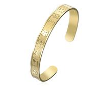 UNIFT African Adinkra Symbol Cuff Bracelet for Women Men Stainless Steel Adjustable Open Bangle with Traditional Ghanaian Symbols Cultural Ethnic Heritage Jewelry, one size, Stainless Steel, no