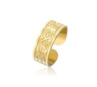 UNIFT African Adinkra Symbol Open Ring for Women Men Stainless Steel Adjustable Band with Traditional Ghanaian Symbols Cultural Ethnic Heritage Jewelry, Stainless Steel, No Gemstone
