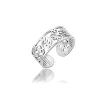 UNIFT African Adinkra Symbol Open Ring for Women Men Stainless Steel Adjustable Band with Traditional Ghanaian Symbols Cultural Ethnic Heritage Jewelry, Stainless Steel, No Gemstone
