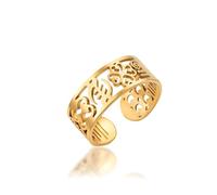 UNIFT African Adinkra Symbol Open Ring for Women Men Stainless Steel Adjustable Band with Traditional Ghanaian Symbols Cultural Ethnic Heritage Jewelry, Stainless Steel, No Gemstone