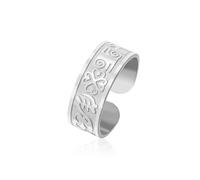 UNIFT African Adinkra Symbol Open Ring for Women Men Stainless Steel Adjustable Band with Traditional Ghanaian Symbols Cultural Ethnic Heritage Jewelry, Stainless Steel, No Gemstone