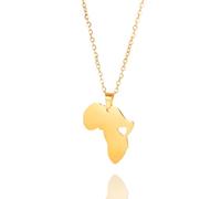UNIFT African Map Necklace For Women Men Stainless Steel Minimalist Ethnic Chic Africa Motherland Continent Outline Pendant Necklace Hiphop Jewelry (gold)