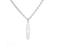UNIFT Balanced Four Element Necklace for Women Men Stainless Steel Planetary Fire Earth Water Air Symbols Alchemical Pendant Necklace (silver)