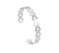 UNIFT Bangle Bracelet For Women Stainless Steel Hollow Out Cycle Style Star/Heart/Leaf/Rectangle Open Bracelets Fashion Simple Cuff Bangle Jewelry Gifts (star - silver)