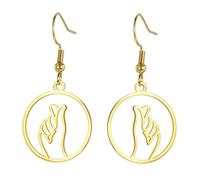 UNIFT Cool Hand Gesture Earring for Women Stainless Steel Sign Language Earring with Heart/I Love You/OK/Thumbs Up Edgy Bold Punk Rock Jewelry Gifts, One Size, Stainless Steel, No Gemstone