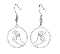 UNIFT Cool Hand Gesture Earring for Women Stainless Steel Sign Language Earring with Heart/I Love You/OK/Thumbs Up Edgy Bold Punk Rock Jewelry Gifts, One Size, Stainless Steel, No Gemstone