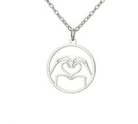 UNIFT Cool Hand Gesture Necklace for Women Men Stainless Steel Sign Language Necklace with Heart/I Love You/OK/Thumbs Up Edgy Bold Punk Rock Jewelry Gifts, One Size, Stainless Steel, No Gemstone