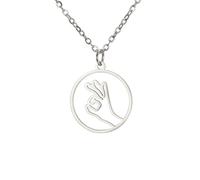 UNIFT Cool Hand Gesture Necklace for Women Men Stainless Steel Sign Language Necklace with Heart/I Love You/OK/Thumbs Up Edgy Bold Punk Rock Jewelry Gifts, One Size, Stainless Steel, No Gemstone