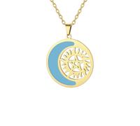 UNIFT Crescent Moon and Sun Necklace for Women Stainless Steel Supernatural Pentagram Pendant Birthday Jewelry Gifts (gold)