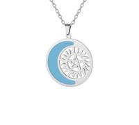 UNIFT Crescent Moon and Sun Necklace for Women Stainless Steel Supernatural Pentagram Pendant Birthday Jewelry Gifts (silver)